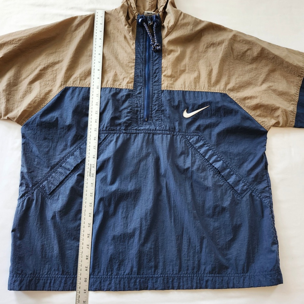 NIKE Vintage 90's Swoosh  Windbreaker Jacket 1/2 zip Blue Tan Colorblock Mens L - Picture 3 of 9